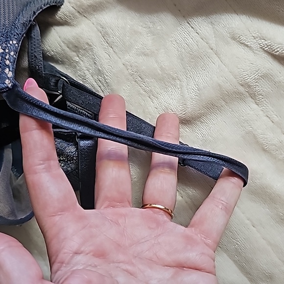 Victoria's Secret 36D Bombshell Plunge Push Up bra blue silver lace - Picture 5 of 11